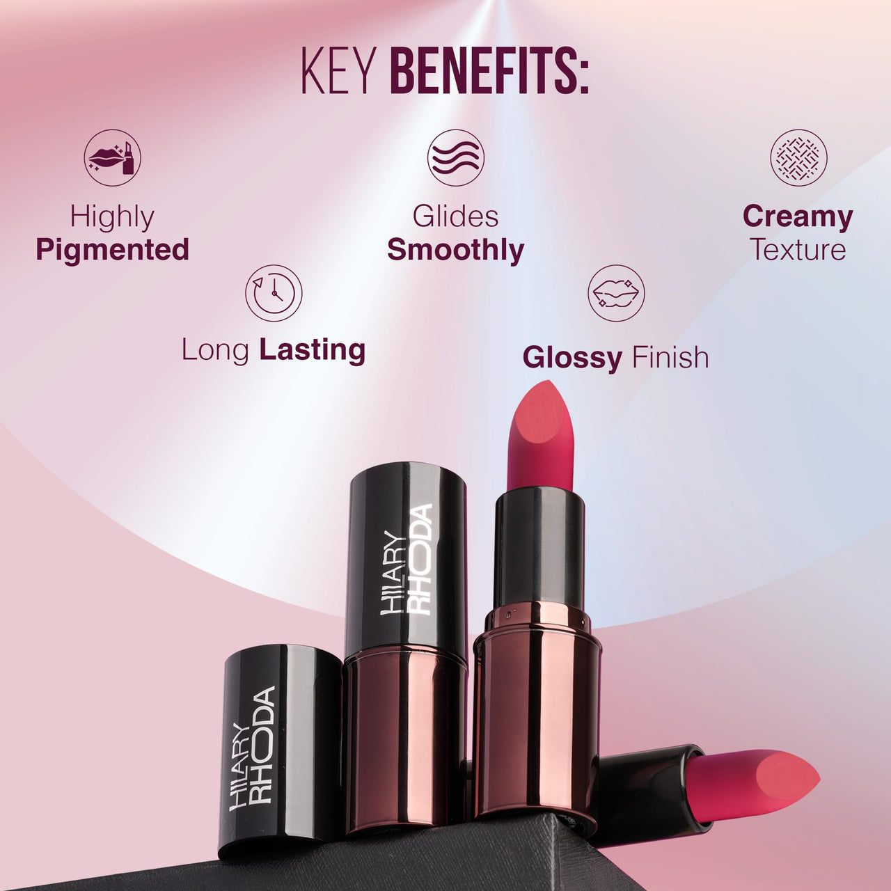 Hilary Rhoda Creamy Touch Lipstick | Infused with Olive Oil, Shea Butter & Vitamin E | Highly Pigmented & Creamy Texture | Long Lasting & Keeps Lips Moisturising - 4g(Pretty Nude - Shade 01)
