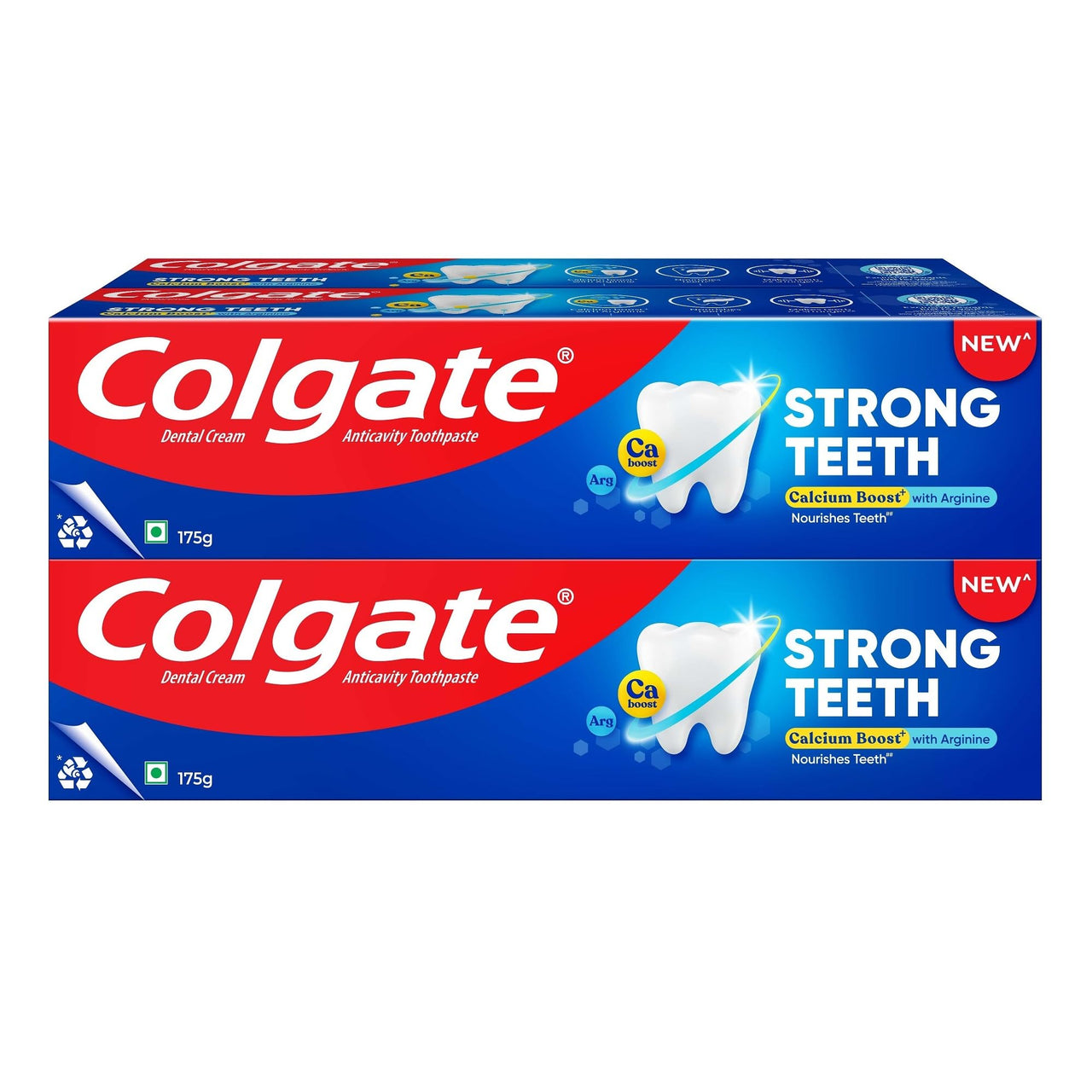 Colgate Strong Teeth, 700G, India S No: 1 Toothpaste Brand, Calcium-Boost Tooth Paste For 2X Stronger Teeth, Whitens Teeth, Fresh Breath & Prevents Cavities (Combo Pack Offer)..