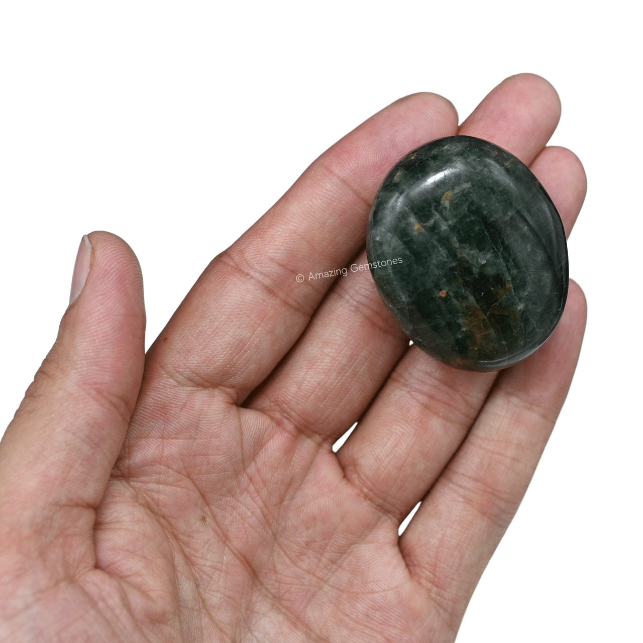 Chrome Diopside Palm Stone - Pocket Massage Worry Stone for Natural Body Chakra Balancing, Reiki Healing and Crystal Grid Chrome Diopside