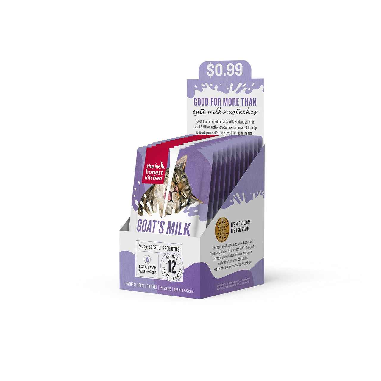 The Honest Kitchen Goat's  Milk with Probiotics for Cats, 12-Pack of 3g Sachets Sachets (Pack of 12)