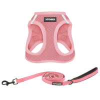 Voyager Step-in Air All Weather Mesh Harness and Reflective Dog 5 ft Leash Combo with Neoprene Handle, for Small, Medium and Large Breed Puppies by Best Pet Supplies - Set (Pink), S Harness Leash Set (Pink) S (Chest: 14.5 - 16