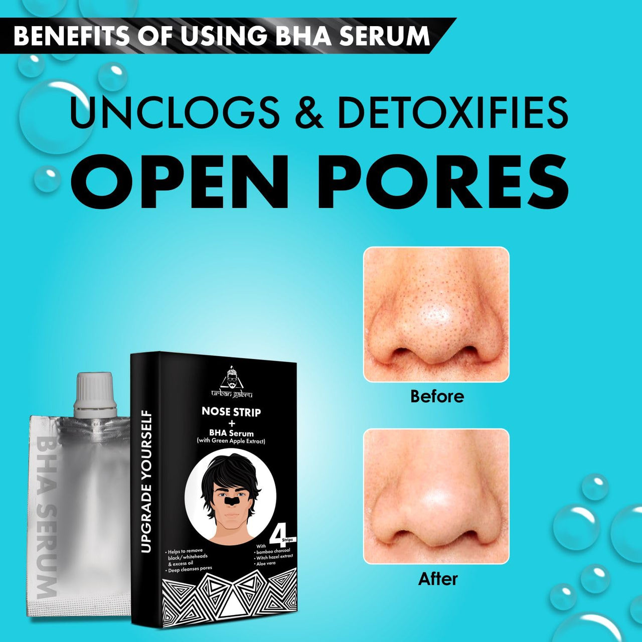 urbangabru Combo Peel Off Mask & Nose Strip For Blackhead & Whitehead Removal | Fights Pollution, Dirt & Tan, 2 Count