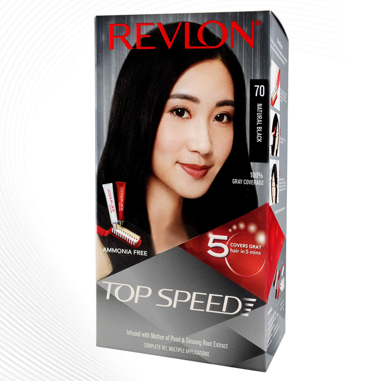 Revlon Top Speed Hair color Women, Brownish Black 68 |No ammonia | With Ginseng root extract and mother of pearl & Revlon Top Speed Hair Color for Women, 180g - Natural Black 70 (Pack of 1)