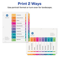 Avery Extra-Wide Ready Index Dividers for 3 Ring Binders, 10 Tab Set, Printable Table of Contents, White Paper, Multicolored Tabs, Works with Sheet Protectors, 1 Set (11165)