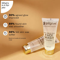 Pilgrim 24k Gold Gel Facewash with Korean White Lotus & Lactic Acid 80ml | Face wash for glowing skin | Reduce dark spot and improves skin texture | Removes dullness | For All Skin Types I For Women and Men