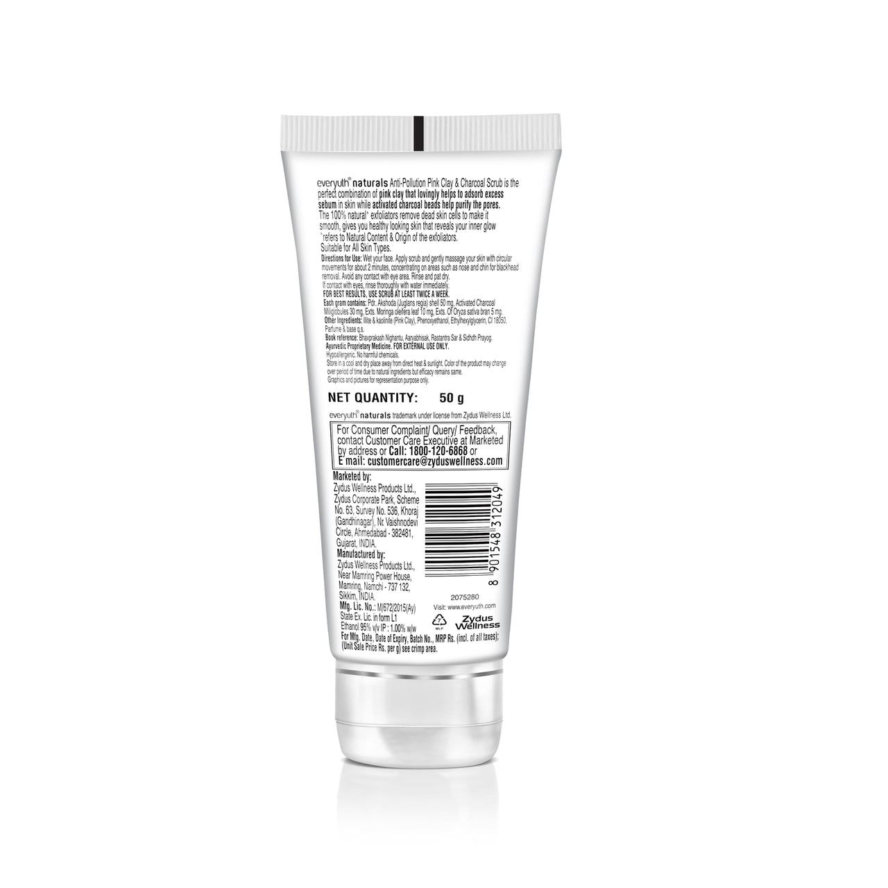 Everyuth Naturals Anti Pollution Pink Clay & Charcoal Scrub 50g