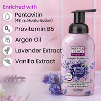 Bryan & Candy Luxury Foaming Body Wash with Pentavitin,Pro Vit B5,Argan Oil,Aloe Vera, Skin Friendly pH 5.5, All Skin Types, 400 Ml (Lavender & Vanilla)