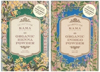 Kama Ayurveda Organic Henna Powder & Organic Indigo Powder, 100g each (Pack of 2)