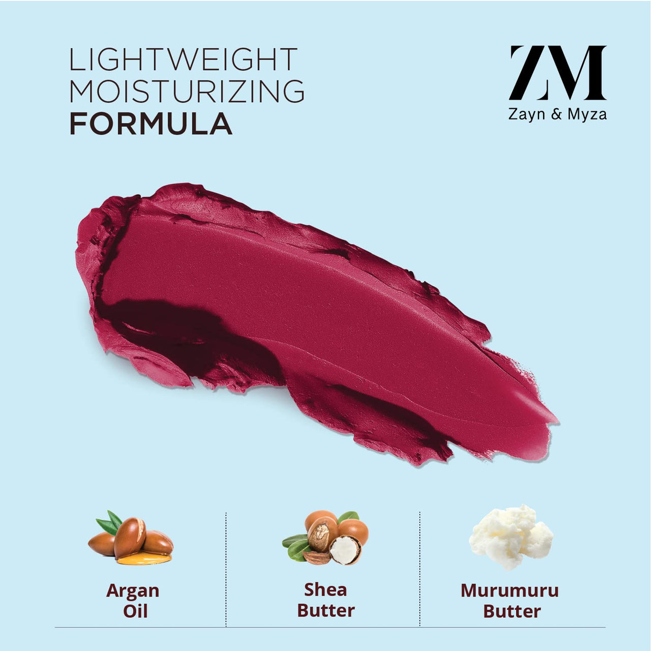 ZM Zayn & Myza Rich Matte Lipstick, Smooth and Light Weight, Intense Color in one Swipe, High Pigmentation Bullet Lip Stick Enriched with Argan oil, Murumuru and Shea Butter, 4.2 g (Cheer Leader)