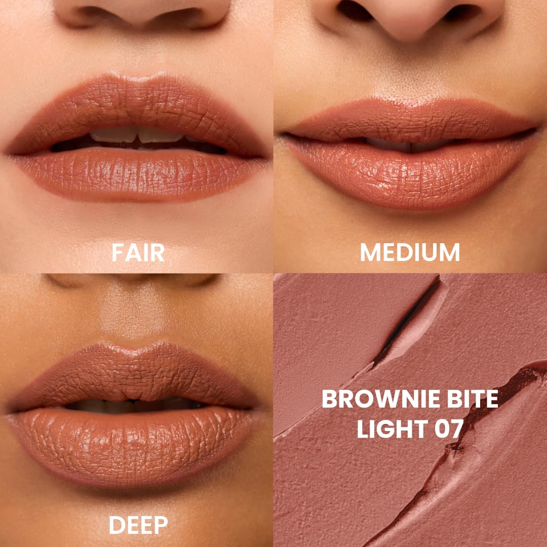 Typsy Beauty Cocoa Peptide Velvet Matte Lipstick | 8hr Wear, Soft Blur Finish, Lightweight Texture, Hydrating Nude Lipstick| Brownie Bite Light 01 | Cocoa Peptides | Vegan & Paraben-Free 3.5g