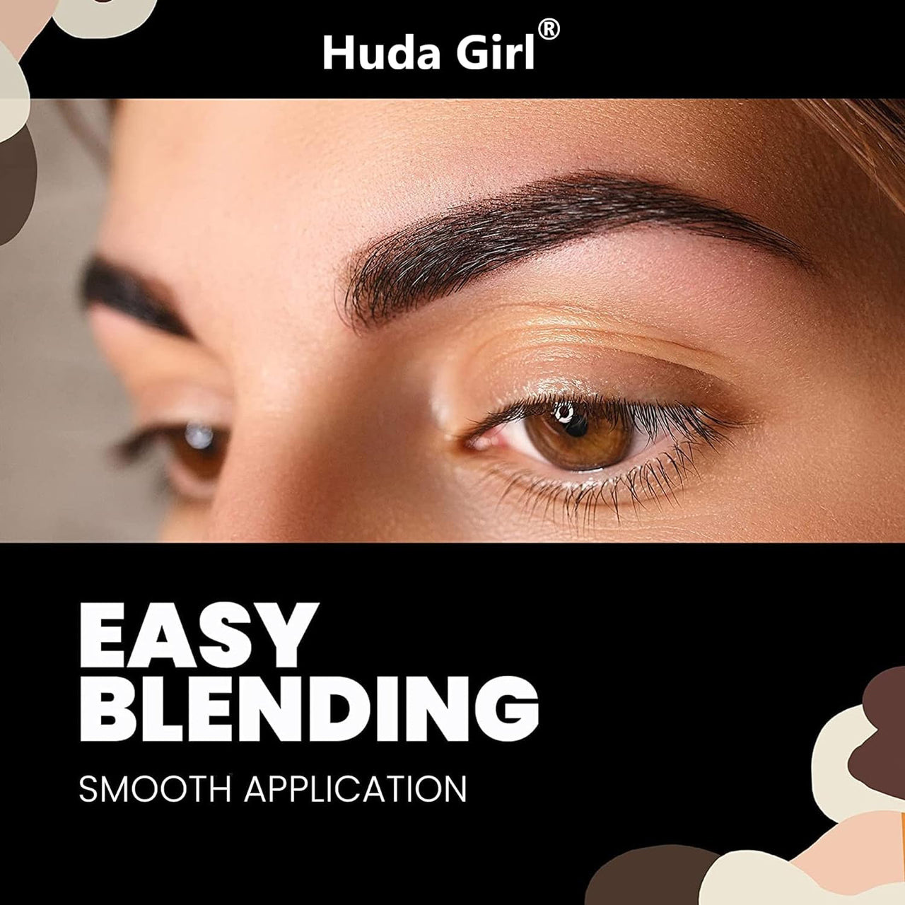 HUDA GIRL Eyebrow Palette for Women with Eyebrow Brush, Long Lasting & Waterproof Eyebrow Filler, Blendable Colors in 4 Shades, Eye Brow Palette and Brush Set for Women and Girls