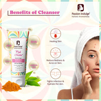 Passion Indulge Pink Mania Face Cleanser & Anti-Dandruff & Hair Fall Control Shampoo | Purifying & Oil Controlling with AHA BHA, Turmeric & Green Tea