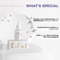 R.O.A Skincare Acne Clean | 2% Salicyclic Acid, 3% Licorice Root Extract, 1% Ha Serum for face acne, blackheads and open pores | Improves skin texture for Acne Prone skin | Men & Women | 30Ml