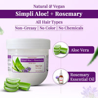 Passion Indulge Simpli Aloe+ Rosemary Hair Gel 200ml | Infused with Aloe Vera & Rosemary Oil for Stronger, Healthier Hair | All Hair Types