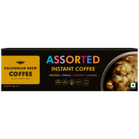 COLOMBIAN BREW COFFEE Colombian Brew Assorted Instant Coffee Powder Box |Gift Pack Box Diwali, Rakhi| 80Gm|Strong,Vanilla,Hazelnut,Caramel|