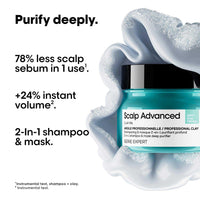 L'OREAL PROFESSIONNEL PARIS Anti-Oiliness 2-In-1 Clay Mask, Absolut Repair Lavender Mask & Absolut Repair Serum For Dry & Damaged Hair And For Very Oily Scalps, 1 Count