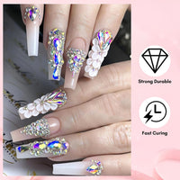 Bolt Bee Nail Rhinestone Glue Set - Gel Nail Glue for Rhinestones, 3D Art Design Super Strong Adhesive for Charm Gems Jewel Crystal Beads Diamonds 15g