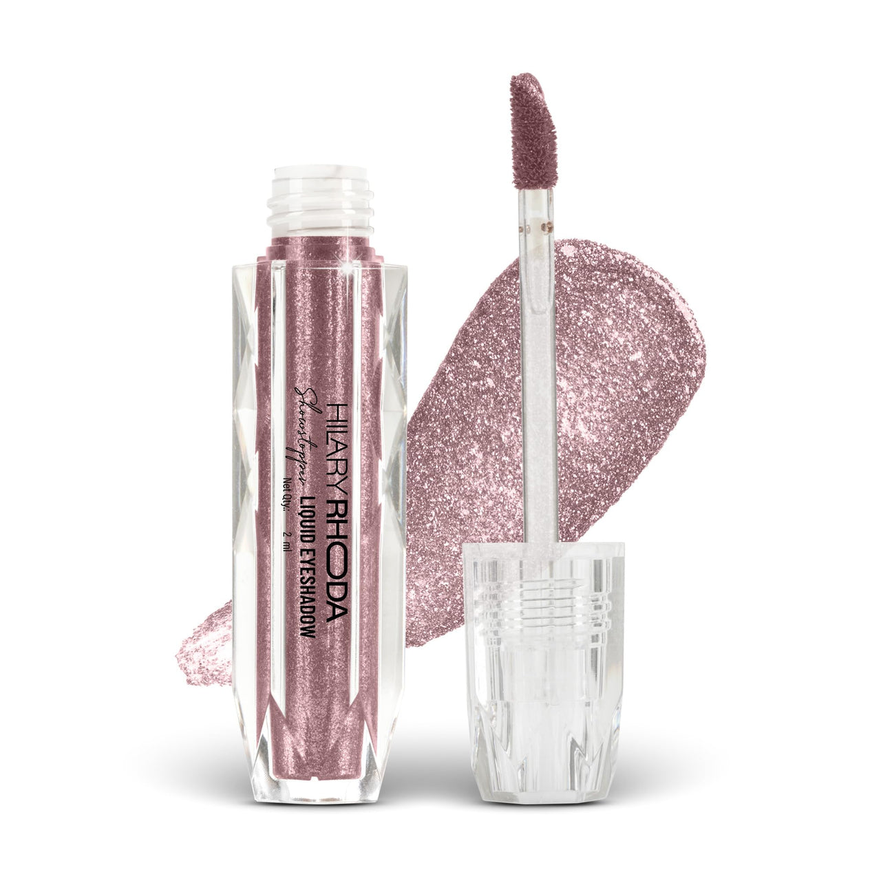 Hilary Rhoda Showstopper Liquid Eyeshadow | Gel-Based Formula | Shimmer Finish | Highly Pigmented | Blends Easily | Create Versatile Looks | 2ml (Moon Pink - Shade 01)