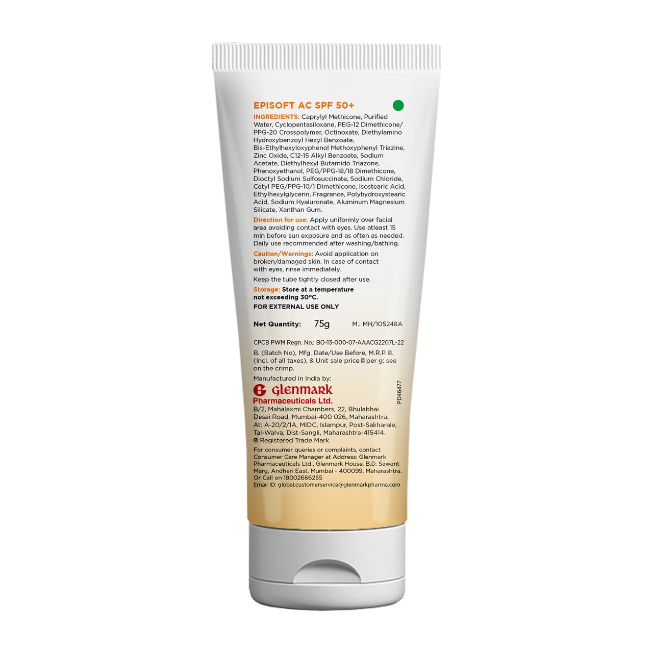 Episoft AC SPF 50 + sunscreen | Maximum Hydration | Protection against both UV-A/UV-B, Water and Sweat Resistance | Lightweight | With anti-aging benefits | For all Skin Types | No white cast | 50 G