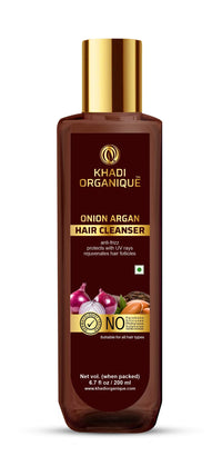 Khadi Organique Onion Argan Hair Cleanser Anti-frizz Protects With UV Rays Rejuvenates Hair Follicles 200 ML (Pack of 1)