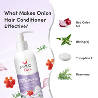 Mylo Care Anti Hair Fall Kit | Onion Shampoo & Onion Conditioner 200ml Each|Contains Red Onion Oil |Strengthens Hair Roots| All Natural|No Sulphates|No Parabens|No Mineral Oils
