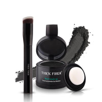 THICK FIBER Root Touch Up Powder, Root Cover for Thin & Bald Head - Water & Sweat Resistant Hair Powder for Thinning Hair Women, Includes Brush (Black) 4 Grams
