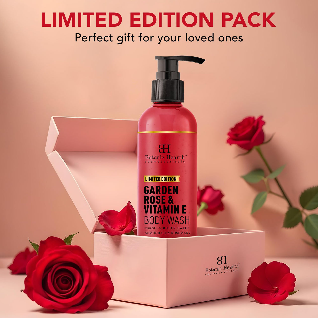 Botanic Hearth Garden Rose Body Wash with Shea Butter & Vitamin E | Moisturizing Body Wash Shower Gel for Softer, Smoother Skin | Sulfate & Paraben Free | for Women & Men | 245ml