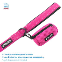 Voyager Reflective Dog Leash Collar Set with Neoprene Handle Supports Small, Medium, and Large Breed Puppies, Cute and Heavy Duty for Walking, Running, and Training - Fuchsia, M