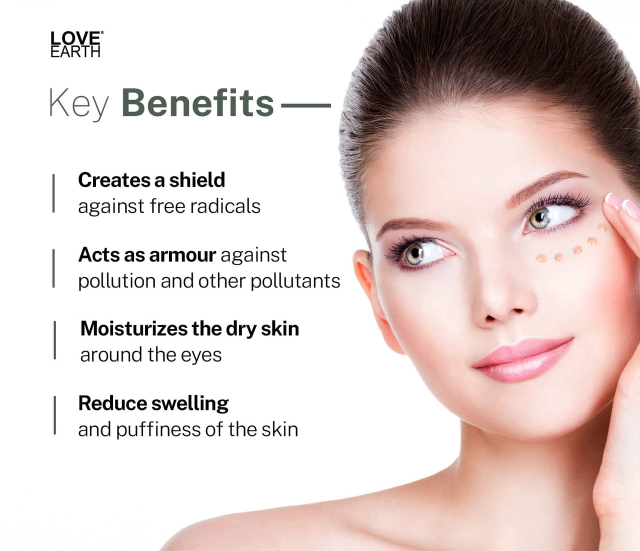 Love Earth Organic Under Eye Gel with Aloe Vera & Cucumber Extracts Reduces Dark Circles, Puffiness and Fine Lines 50gm