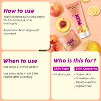 PLIX - THE PLANT FIX Peaches & Lemon Detan Bump Eraser Scrub (200g) | Removes Tan & Restores Skin’s Moisture, Reduces Dark Spots, Uneven Skin Tone, & Reveals Softer Smoother Skin