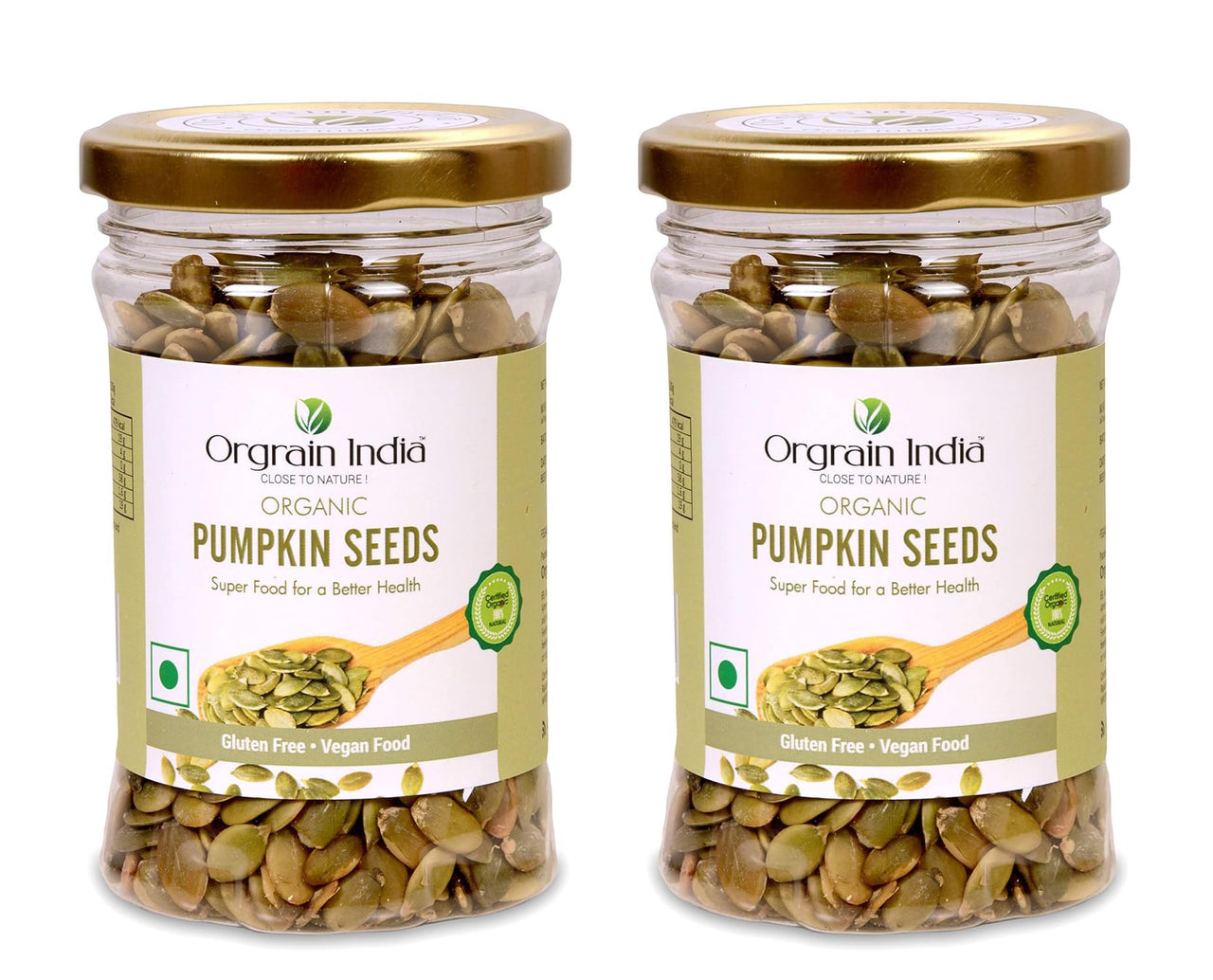 Orgrain India Certified Organic Pumpkin Seeds (Pack of 2)
