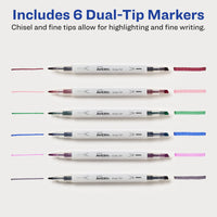 AVERY Dual Tip Markers, Fine Tip Marker and Chisel Tip Marker, Quick-Drying Water-Based Markers, Muted Neutral Colors, Ideal Planner Markers and Journal Markers, 6-Pack (25003) 6 Pack