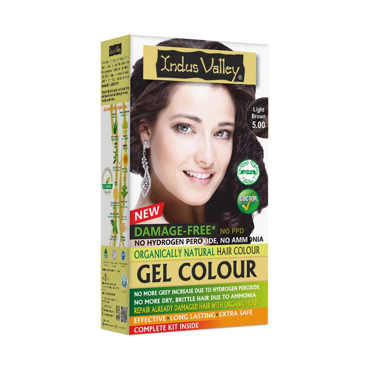 INDUS VALLEY Damage Free Natural Gel Hair Colour for Women | Ammonia & PPD Free Organic Hair Colour with 100% Grey Coverage, Long Lasting Hair Color Trial Pack (Light Brown, 65 ml)