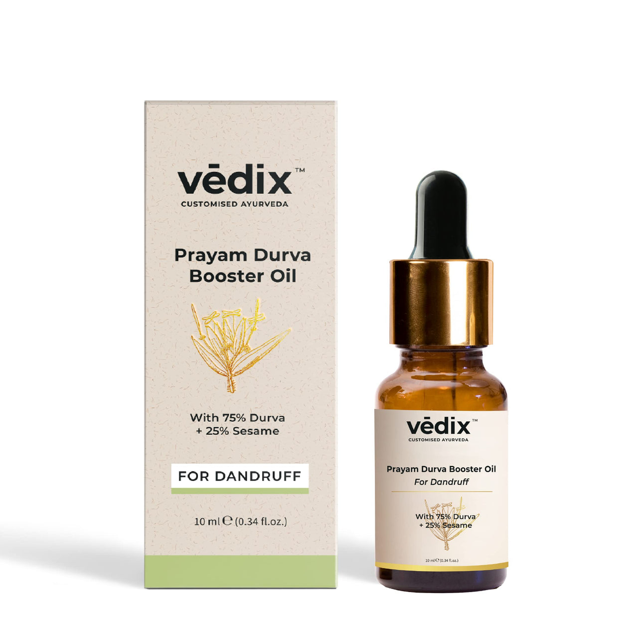 Vedix Customised Ayurvedic Hair Oil|Prayam Durva Booster Oil|For Dandruff Care and Hair Growth| 10ml