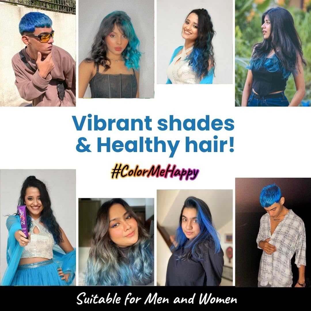 2.Oh! Italian- Blue Hair Color DIY Kit | Semi Permanent Hair Color + Hair Bleach for Hair Color | Hair Highlights for Women & Men | Hair Bleach with Plex & Argan oil| Lightening Kit