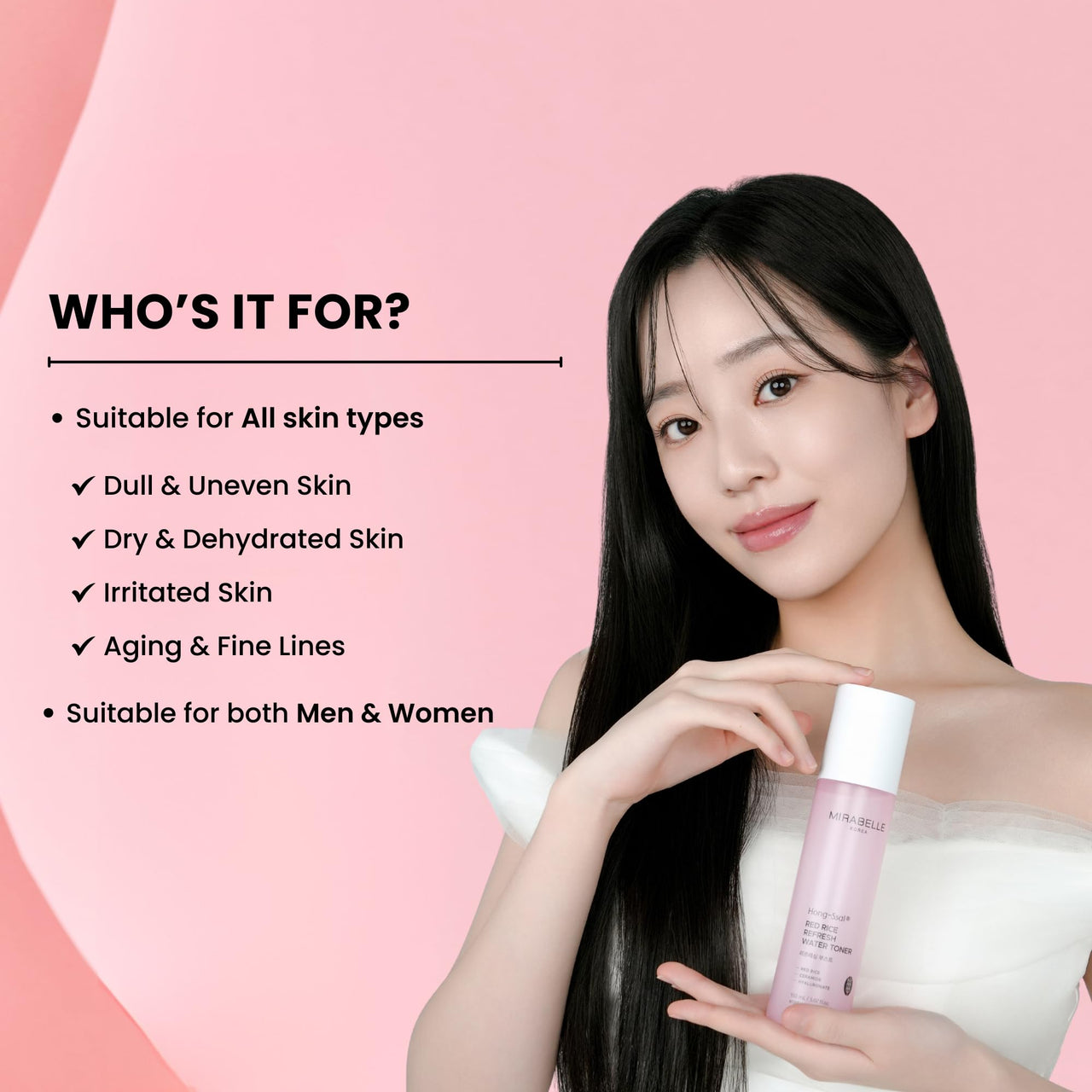 Mirabelle Korea Hong Ssal Red Rice Refresh Water Toner 150 ml | Tightens Pores & Moisturize | Women & Men | Korean Skincare