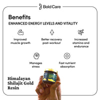 Bold Care 100% Pure Himalayan Shilajit 24K Gold Resin (20gms) with 80+ Effective Minerals and 75% Fulvic Acid | Helps with stamina, metabolism & muscle recovery | Original Shilajeet