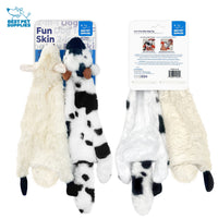 Best Pet Supplies 2-in-1 Stuffless Squeaky Dog Toys with Soft, Durable Fabric for Small, Medium, and Large Pets, No Stuffing for Indoor Play, Holds a Plastic Bottle - Sheep, Cow, Medium Multicolor/Sheep & Cow