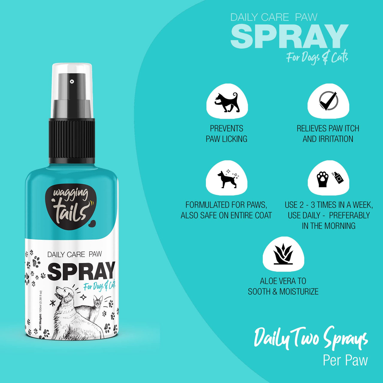 Wagging Tails 2 in 1 combo for pets|Paw Spray 100ml + Paw Butter 50Gm| Paw Spray for Dirty & Muddy Paws | Paw Butter for Heal & Repair Cracked Paws |Natural Grooming Combo for Dogs, Cats & Puppies Paw