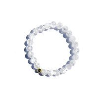 Joyfulmuze Clear Quartz Crystal Bracelet, Chakra Healing Energy Balancing, Simple Natural Stone, Handmade Jewelry Gift, Gold and White, 8mm 7”wrist (Burst - Clear Crystal) Burst - Clear Crystal