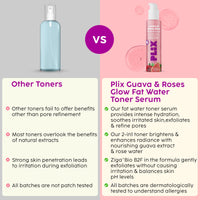 PLIX - THE PLANT FIX Guava & Roses Glow Fat Water Toner Serum | 2-in-1 Toner serum | Fades Blemishes, Tightens & Cleanses Pores | Soothes Redness & Irritated Skin | 150ml