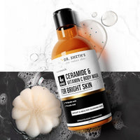 Dr. Sheth's Ceramide & Vitamin C Body Wash | For Bright, Healthy & Glowing Skin | Exfoliates & Evens Skin Tone | 4% Actives (1% Lactic Acid, 1% Glycolic Acid & 2% Niacinamide) | Sulphate Free | Gentle Exfoliating Shower Gel | Removes Tan & Dead Skin | Hyd
