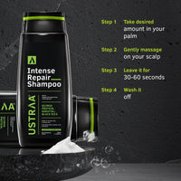 Ustraa Intense Repair Shampoo - 250 ml - Set of 2 | Fiber Restoration Technology | Helps Protect & Restore Hair Bonds | with Black Rice, Quinoa Extracts & Keratin | No SLS, No Paraben