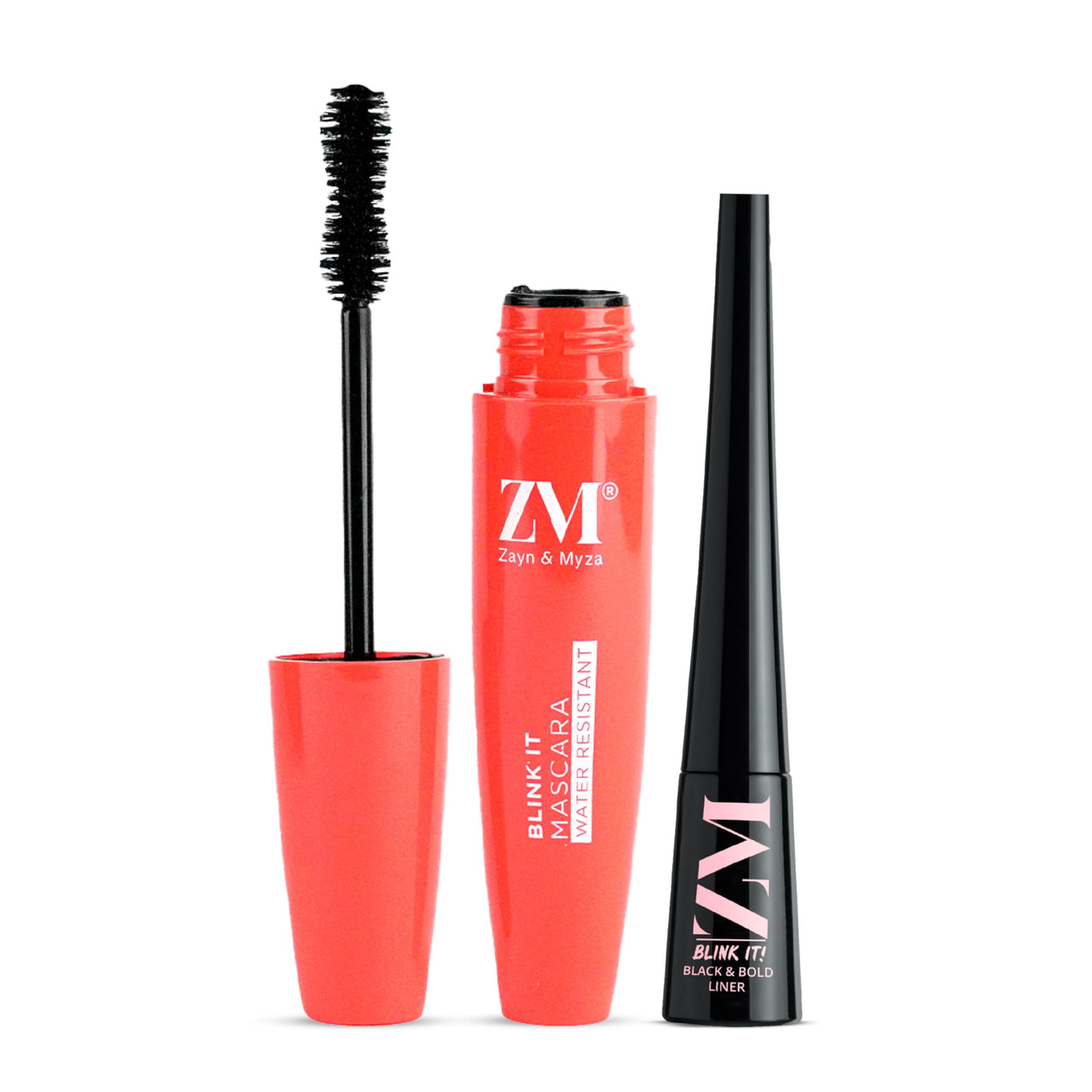 ZM Blink it! Liquid Eyeliner and Mascara Waterproof and Smudge proof - (Combo of 2) (Black)