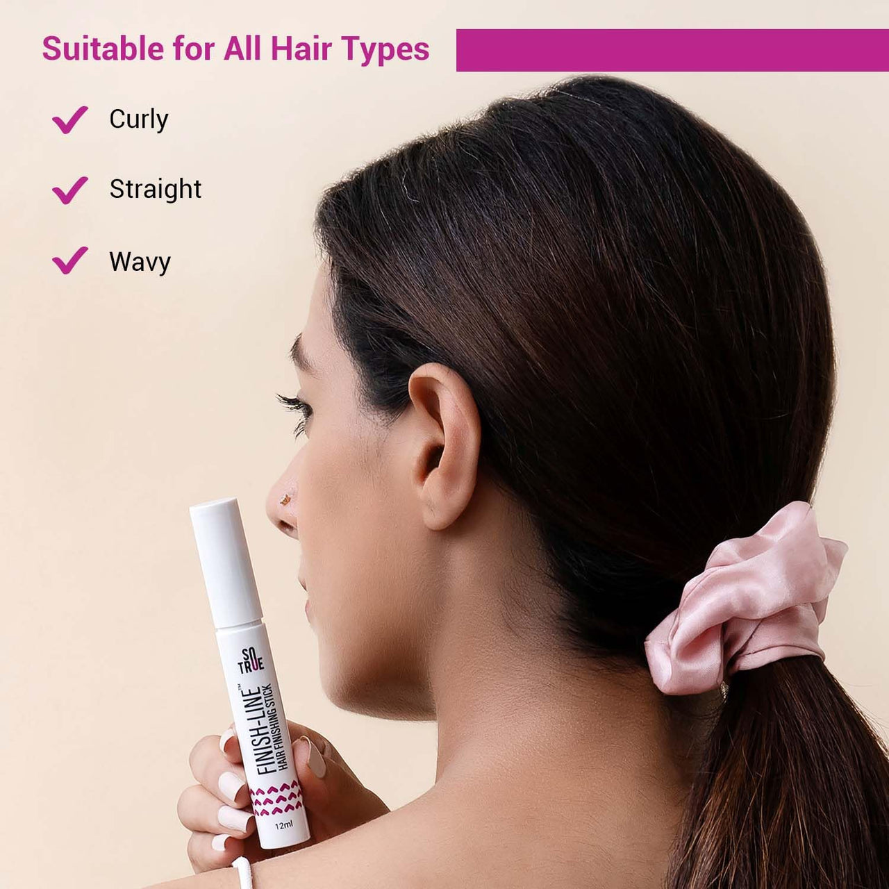 Sotrue Finish Line Hair Finishing Stick For Women 12ml | Anti Flyaway for Smooth, Non-Greasy, and Non-Oily Look | For all Hair Types