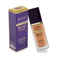 INSHINE 24-Hour Full Coverage Foundation – Lightweight, Waterproof, Oil Control, Sweat & Humidity-Resistant with Non-Cakey Matte Finish - Caramel