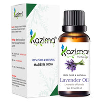 KAZIMA Combo of Lavender Essential Oil and Coconut Carrier Oil - 100% Pure & Natural Oil for Acne, Skin Lightening, Wrinkles, Hair Growth, Dandruff & Aromatherapy, 15 ml each