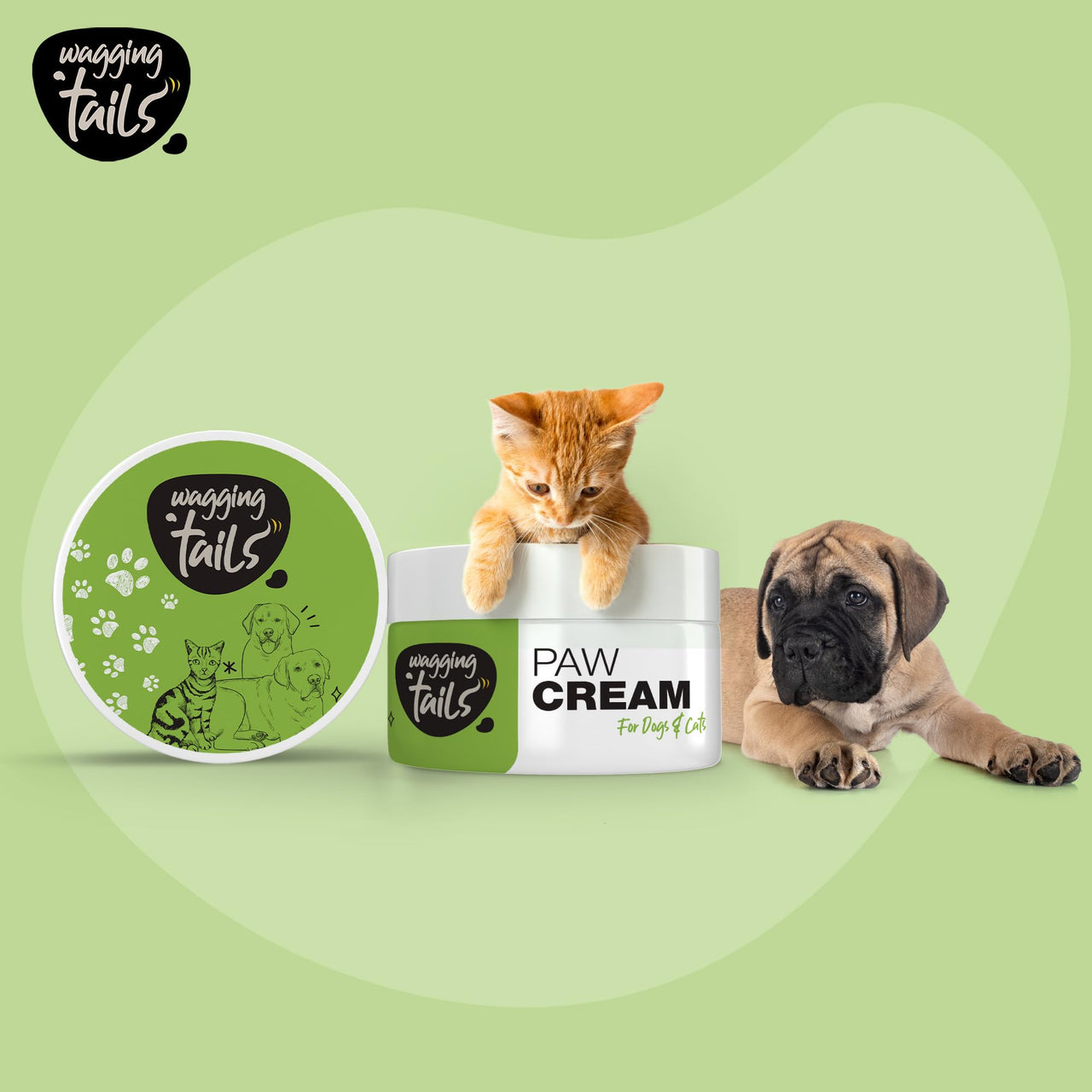 Wagging Tails Paw Cream for Pets Natural Care 50g | Daily Use to Smooth and Repair Damaged Skin | Heals, Repairs, and Moisturizes Cracked Paws, Elbows, and Dry, Itchy Snouts of Dogs, Cats, and Puppies