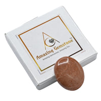 Peach Moonstone Palm Stone - Hot Massage Worry Stone for Natural Body Chakra Balancing, Reiki Healing and Crystal Grid Peach Moonstone