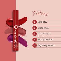 Colors Queen All Day Wear Liquid Lipstick - Nude Frost, 12g | Highly Pigmented, Long Lasting Matte Lipstick | Smooth One Swipe Application, Lightweight & Non Transfer Liquid Lipstick for Women